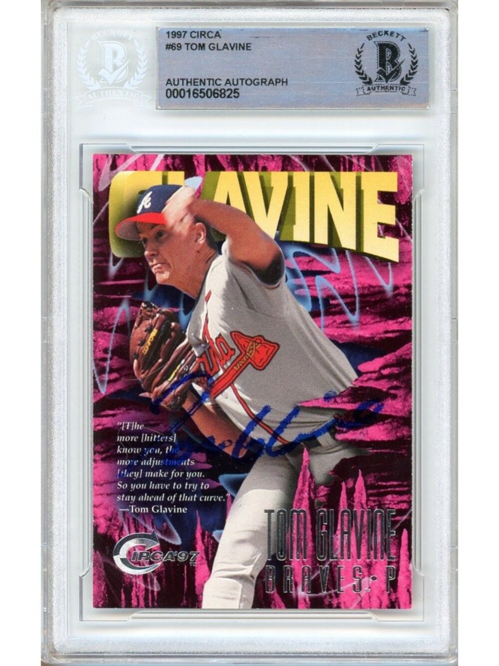 Tom Glavine Signed 1997 SkyBox Circa #69 Atlanta Braves BAS Slabbed HOF Auto MLB